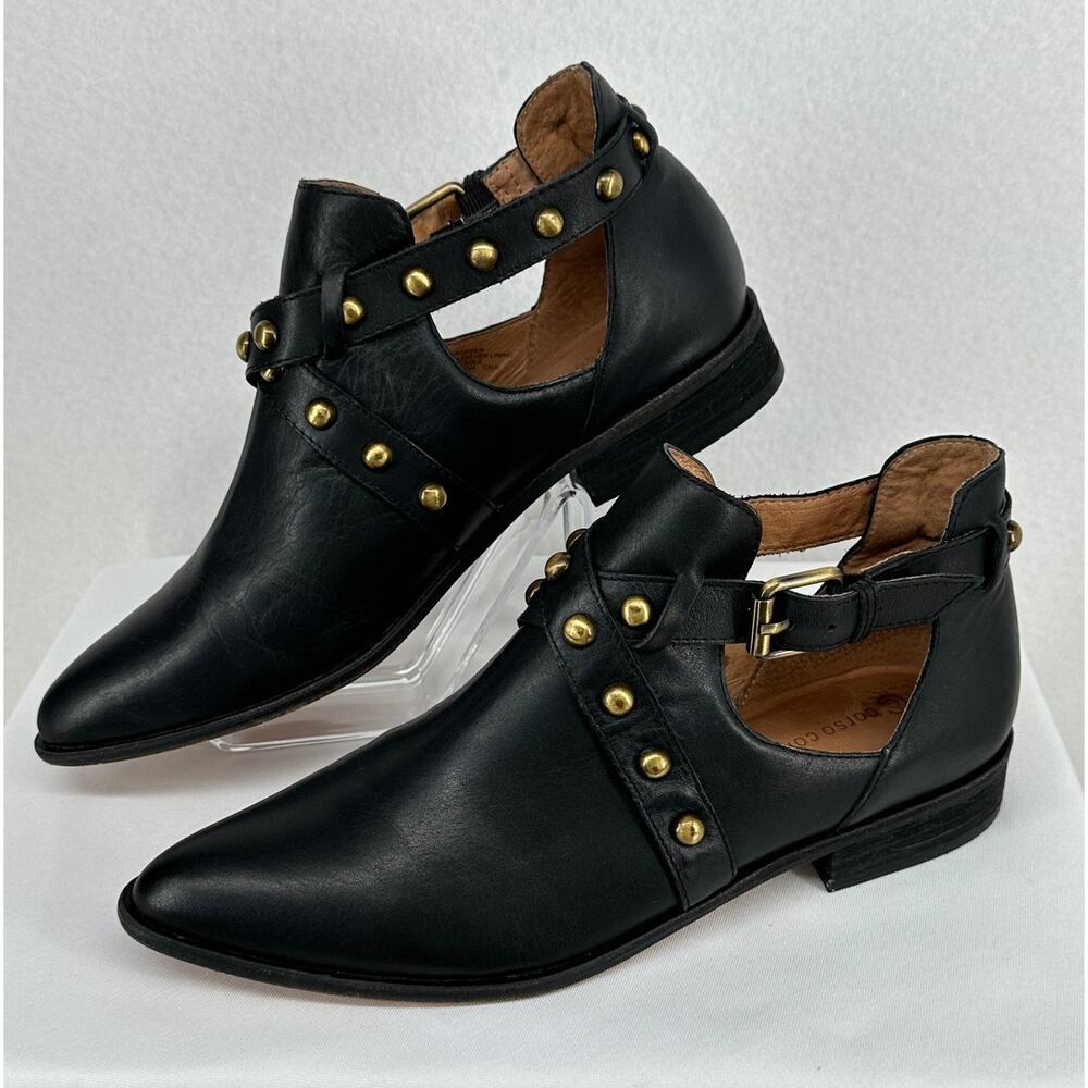 Corso Como Doon Leather Studded Side Buckle Strap Flat Heel Ankle Boots 10M - Picture 3 of 8